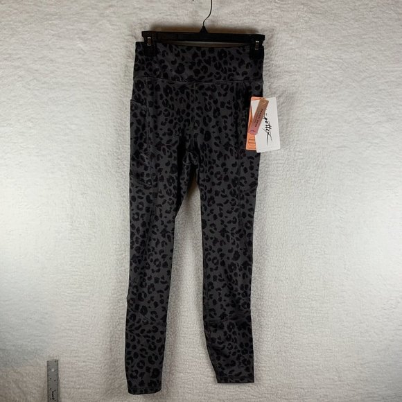 Gottex Jen Ankle Leggings Women's‎ Small Gray Cheetah Print Pockets Pull On 6821 - Picture 1 of 11